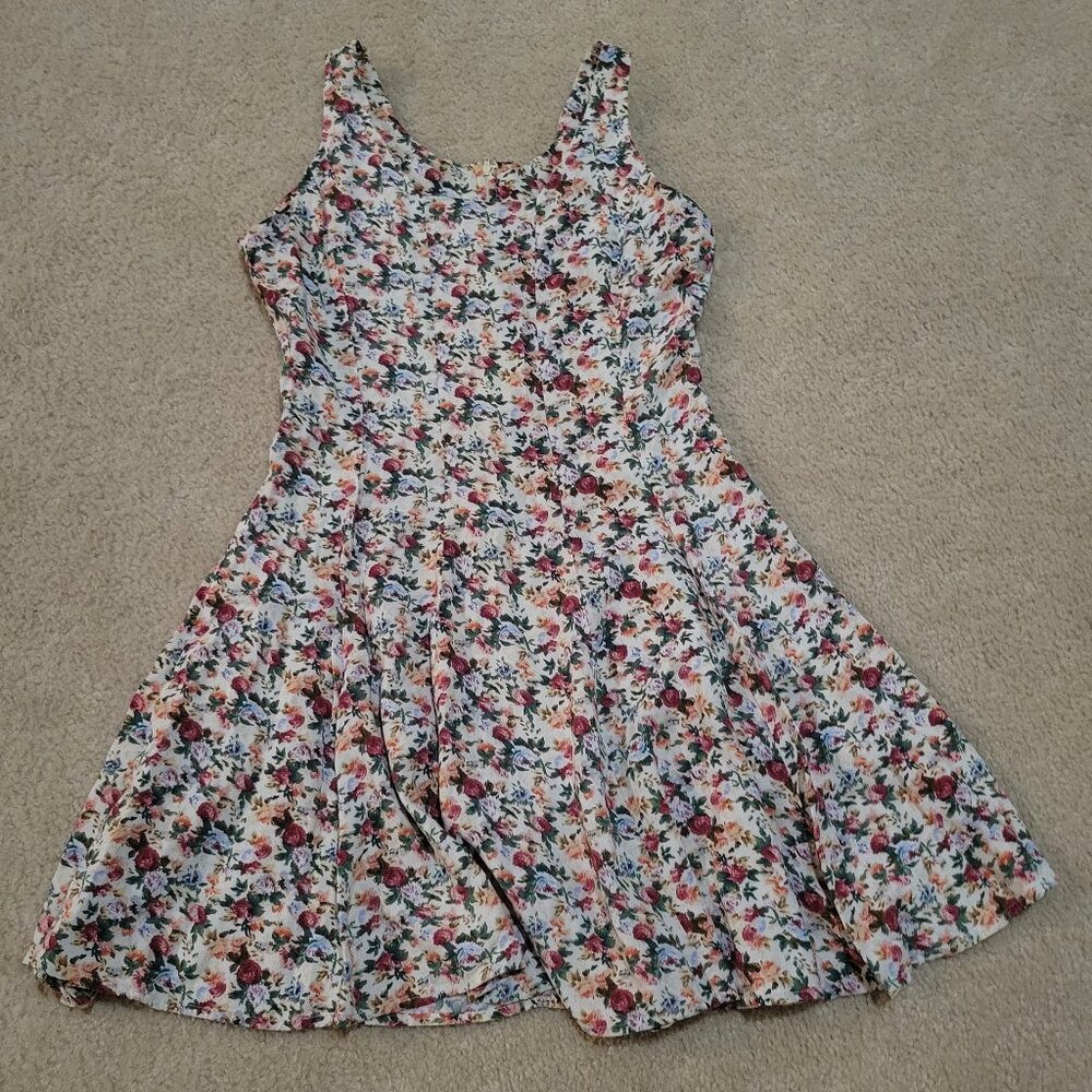 Vintage 90s Floral Dress Fit Flare Grunge Cottagecore Soft Girl Sundress